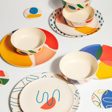 4pc Bamboo Plate Set